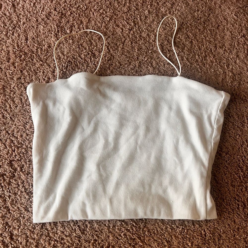 Love Tree White Cropped Ribbed Camisole